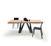 MOBILI FIVER, Table Extensible Romina 140 (220) X 90 cm, Bois Rustique avec Pieds en Fer Noir, pour 6-10 Personnes, Table Extensible pour Cuisine, Salon, Made in Italy