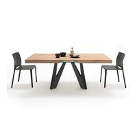 MOBILI FIVER, Table Extensible Romina 160 (240) X 90 cm, Bois Rustique avec Pieds en Fer Noir, pour 6-10 Personnes, Table Extensible pour Cuisine, Salon, Made in Italy