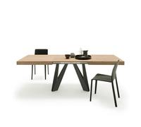 MOBILI FIVER, Table Extensible Romina 160 (240) X 90 cm, Chêne Clair avec Pieds en Fer Noir, pour 6-10 Personnes, Table Extensible pour Cuisine, Salon, Made in Italy