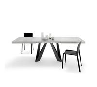 MOBILI FIVER, Table Extensible Romina 160 (240) X 90 cm, Gris Béton avec Pieds en Fer Noir, pour 6-10 Personnes, Table Extensible pour Cuisine, Salon, Made in Italy