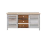 Mobili Rebecca Banc Meuble 3 Tiroirs 2 Porte Bois Blanc Beige 44x90x34