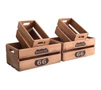 Mobili Rebecca Lot de 4 Caisses Boites Bois Marron Shabby Vintage 15x35x22