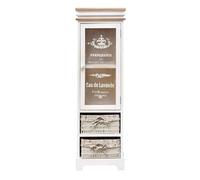 Mobili Rebecca Meuble 2 Paniers 1 Port Plexiglass Bois Osier Blanc 102x32x27