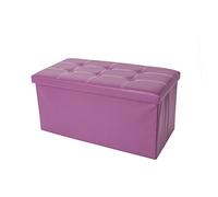 Rebecca Mobili Pouf avec compartiment de rangement en fibre de bois et similicuir violet