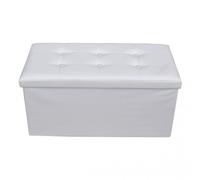 Mobili Rebecca Pouf Coffre de rangement Banc Rectangle Blanc Stokage 38x76x38