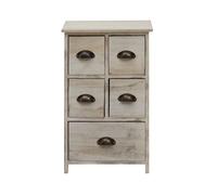 Table de nuit Chevet 5 Tiroirs Bois Blanc Vintage Shabby 66x40x30