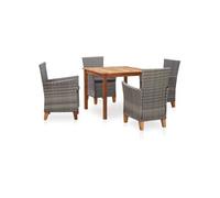 Mobilier à dîner 5 pcs Résine tressée et bois d'acacia Gris