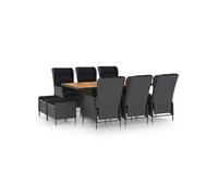 Vidaxl Mobilier À Dîner 9 Pcs Avec Coussins Résine Tressée Gris Foncé