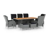 Mobilier à Dîner 9 pcs avec Coussins Résine Tressée Salle à Manger vidaXL