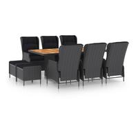 Vidaxl Mobilier À Dîner 9 Pcs Avec Coussins Résine Tressée Gris Foncé