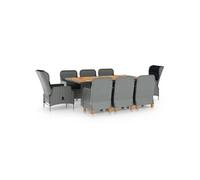 Vidaxl Mobilier À Dîner 9 Pcs Avec Coussins Résine Tressée Gris Clair