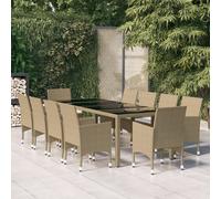 Vidaxl Ensemble De Salle À Manger De Jardin 11pcs Résine Tressée Beige