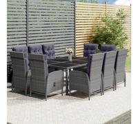 Vidaxl Mobilier À Dîner De Jardin 11 Pcs Résine Tressée Gris
