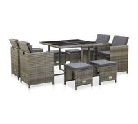 Mobilier à Dîner de Jardin 9 pcs et Coussins Résine Tressée Patio vidaXL