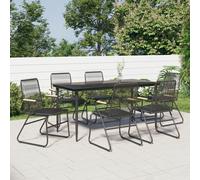 vidaXL Ensemble de jardin 7 pièces noir rotin PVC