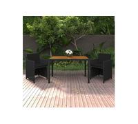 Vidaxl Ensemble À Dîner De Jardin Avec Coussins 3 Pcs Poly Rotin Noir