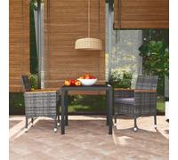 Vidaxl Ensemble À Dîner De Jardin Avec Coussins 3 Pcs Poly Rotin Noir