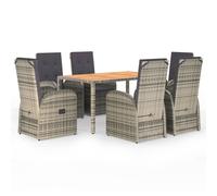 Mobilier À Dîner De Jardin Et Coussins 7 Pcs Gris Rotin Vidaxl Vidaxl