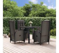 vidaXL Ensemble de jardin 5 pièces avec coussins Noir Poly Rattan