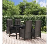 Vidaxl Mobilier À Dîner De Jardin Et Coussins 5pcs Noir Résine Tressée