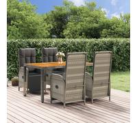 vidaXL Ensemble de jardin 5 pièces avec coussins Gris Poly rotin