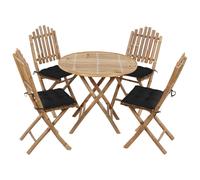 5-delige Tuinset inklapbaar met kussens bamboe3063982