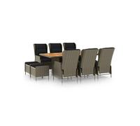 Mobilier à Dîner 9 pcs avec Coussins Résine Tressée Salle à Manger vidaXL