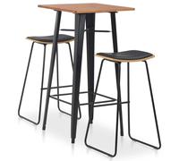 Mobilier de Bar 3 pcs Acier Ensemble de Bistro Meuble Salle à Manger vidaXL