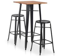 Mobilier de Bar 3 pcs Acier Meuble Salle à Manger Ensemble de Bistro vidaXL