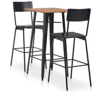 Mobilier de Bar 3 pcs Acier Noir Ensemble de Bistro Salle à Manger vidaXL