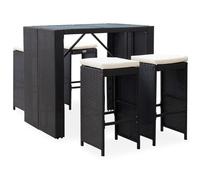 Mobilier De Bar D'extérieur 5 Pcs Résine Tressée Et Verre Noir Blanc