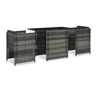 Mobilier de Bistro 3 pcs Résine Tressée Gris Salon de Jardin Terrasse vidaXL