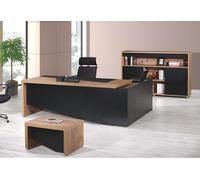 Mobilier de bureau Bureau complet Table de bureau d'angle Table de bureau 3 pièces bois noir