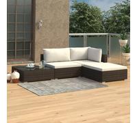 Mobilier de Jardin 4 pcs avec Coussins Résine Tressée Marron Terrasse vidaXL