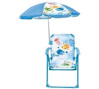 FUN HOUSE 713516 MA Petite Carapace Chaise Pliante Tortue H.53 X L.38,5 X P.37,5 CM avec Parasol Ø65 CM pour Enfant, Bleu
