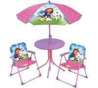 Mobilier de jardin - FUN HOUSE - Salon de jardin Gabby et la Maison Magique Table 46 x 46 cm 2 chaises pliantes parasol 125 x 100 cm