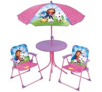 Mobilier De Jardin - Fun House - Salon De Jardin Gabby Et La Maison Magique Table 46 X 46 Cm 2 Chaises Pliantes Parasol 125 X 100 Cm