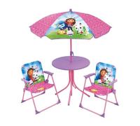 Mobilier De Jardin - Fun House - Salon De Jardin Gabby Et La Maison Magique Table 46 X 46 Cm 2 Chaises Pliantes Parasol 125 X 100 Cm