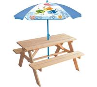 Mobilier de jardin - FUN HOUSE - Table pique-nique en bois Ma Petite Carapace H.53xL.95xP.100 cm avec parasol tortue H.125x100 cm