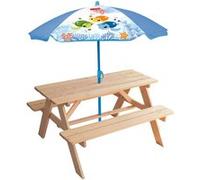 Mobilier de jardin - FUN HOUSE - Table pique-nique en bois Ma Petite Carapace H.53xL.95xP.100 cm avec parasol tortue H.125x100 c Bleu G