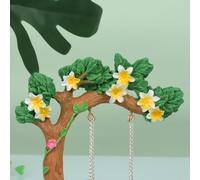 Mobilier de jardin miniature - Modèle de balançoire avec arbre de fleurs de fées, ensemble de décoration pour petites maisons de poupée, extravagant exposition extérieure | Prairie Cour Chemin T