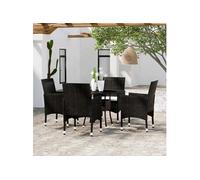 vidaXL Mobilier de salle à manger de jardin Patio – 5 pcs Résine tressée Marron