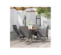 vidaXL Mobilier de Salle à Manger de Jardin 5 pcs Mobilier à Dîner de Terrasse Table et Chaises de Repas Salon de Jardin 3058493 Gris G