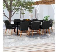 Mobilier de Salle à Manger de Jardin avec Coussins 3 pcs Noir Dîner vidaXL