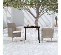 Vidaxl Ensemble De Salle À Manger De Jardin Et Coussins 3pcs Gris/Noir Gris