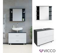 Vicco Ensemble de meubles de salle de bain Ilias, 2 parties, Anthracite/Blanc