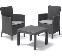 Mobilier de salon et de balcon Allibert Salvador, ensemble 3 pièces, gris