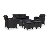 Mobilier de Terrasse - BONNIE - Canapés de jardin - 6 pcs avec coussins - résine tressée Noir - 124 x 68 x 77cm LLDS9521122