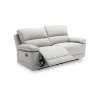 Mobilier-Deco Denys - Canapé 2 Places Relax Manuel Simili Cuir Gris Clair