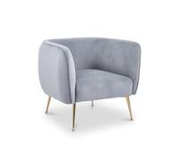 Mobilier-Deco Katty - Fauteuil Velours Gris piètement en métal doré